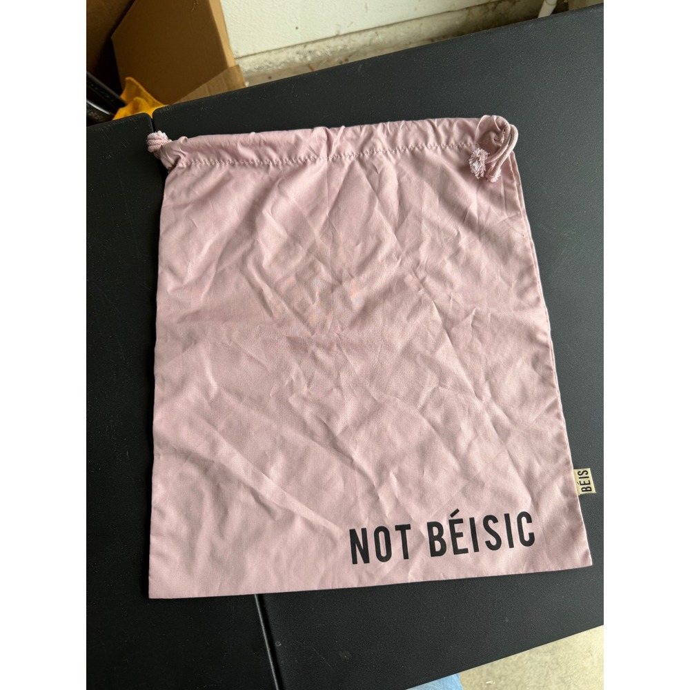 Beis Pink Not Beisic Drawstring Dust Bag Travel Laundry Shoe Pouch 15.5x12.5